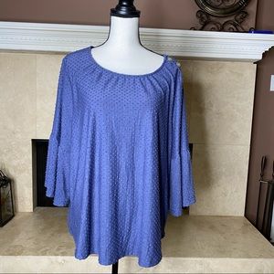W5 PLUS SIZE Bell Sleeve Blue Color Blouse size 1X
